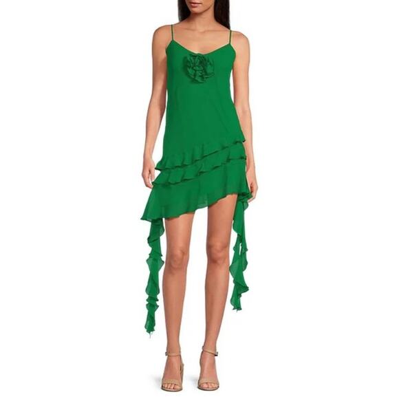 Gianni Bini Dresses & Skirts - Gianni Bini Belle Rosette Sweetheart Neck Sleeveless Ruffle Chiffon Dress Size10